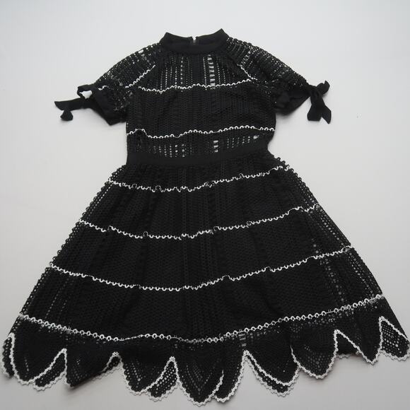 Self Portrait Scallop Hem Crochet Mini Dress US 4 - Picture 3 of 10